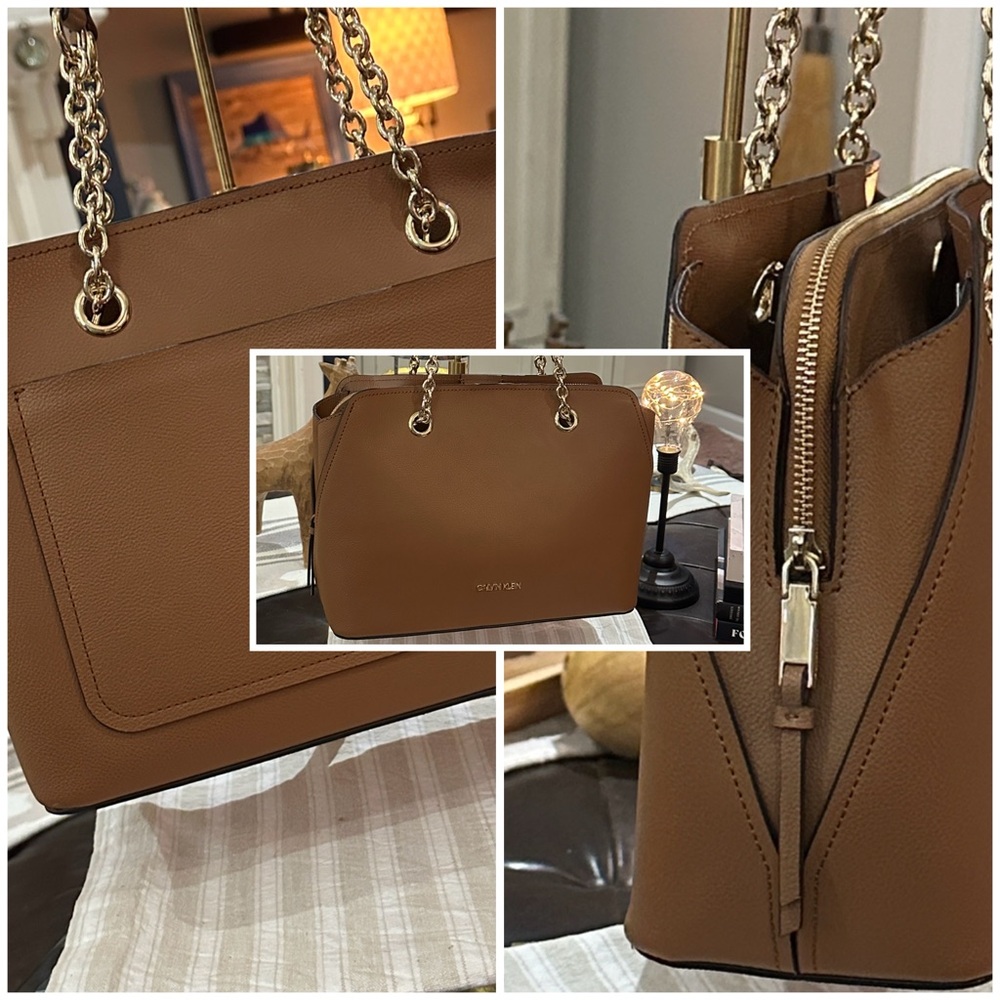 CALVIN KLEIN Hailey Shopper in Fawn Brown w/Gold-Tone Hardware, NWOT